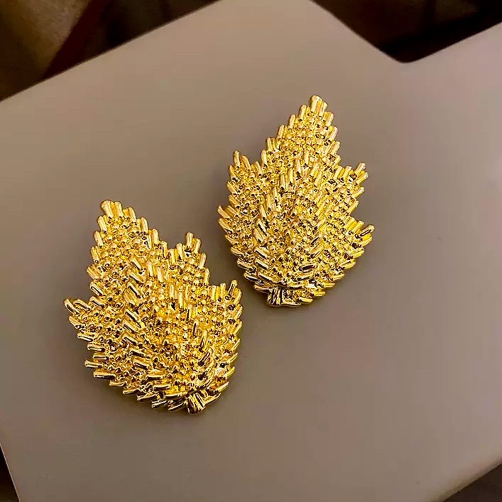 Gold Plated 14K Gold Leaves Earrings